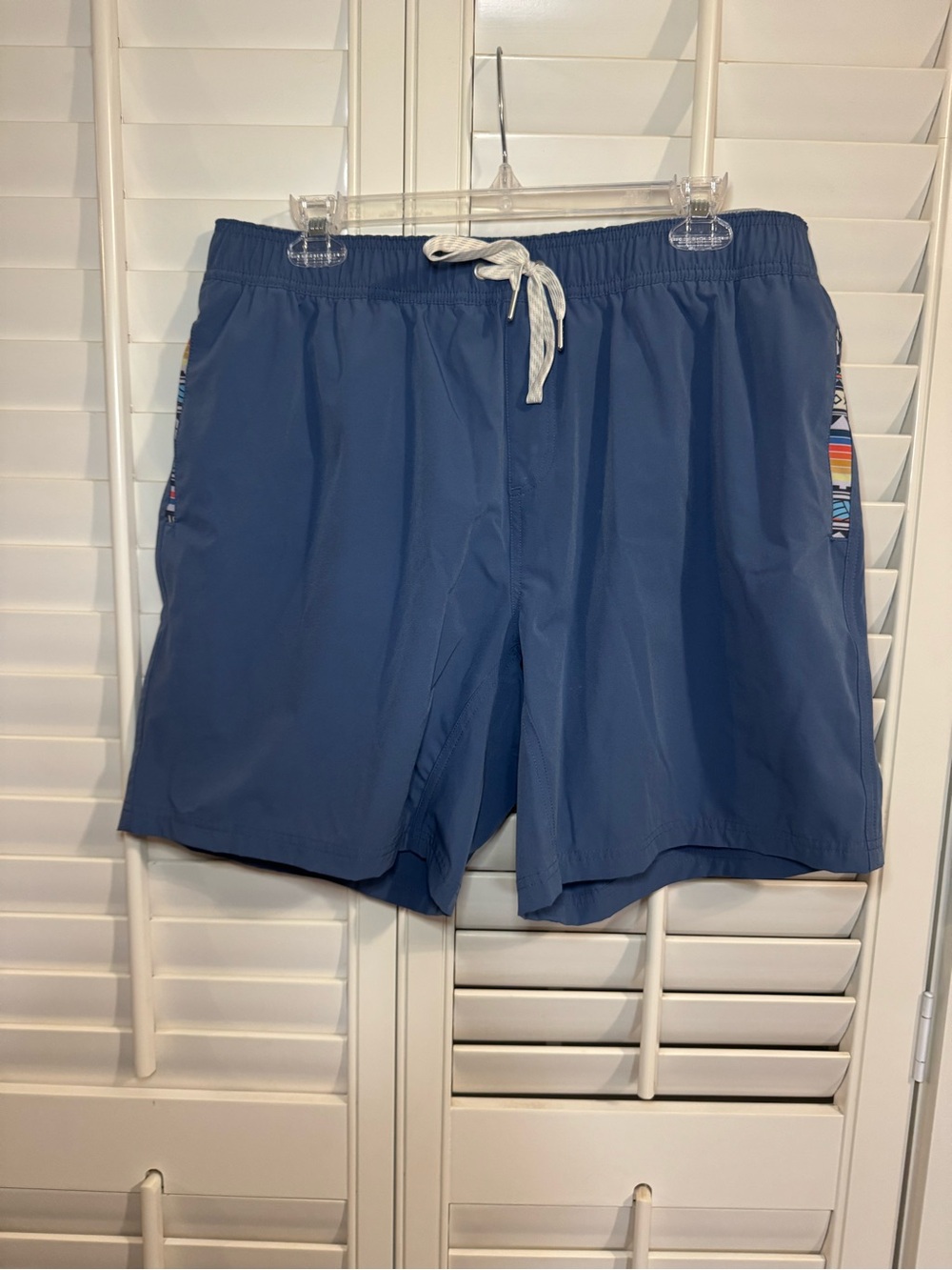 Men's Athletic Swim Shorts in Slate Blue with Drawstring